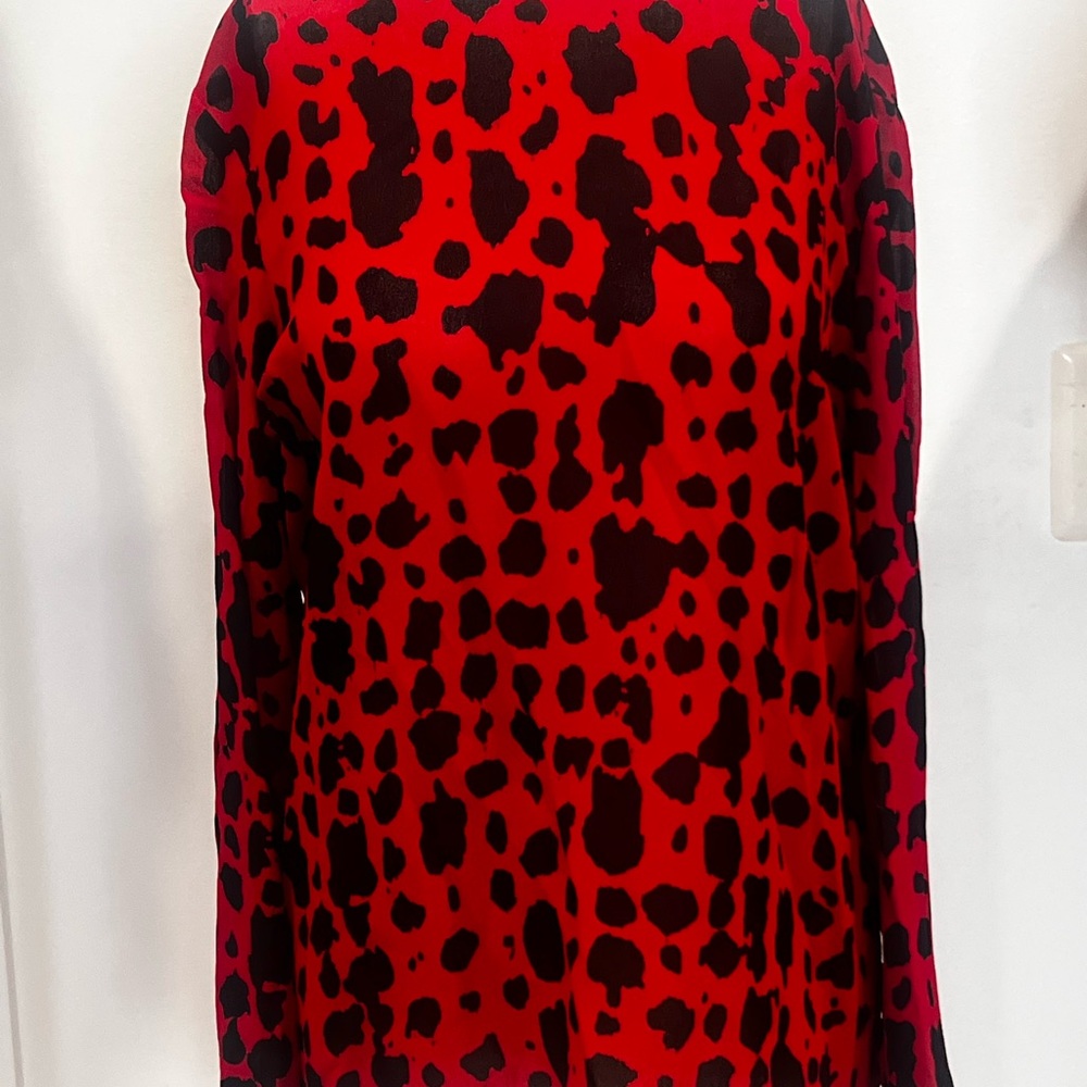 Vintage Anne Klein Silk de Chine Leopard Print Blouse